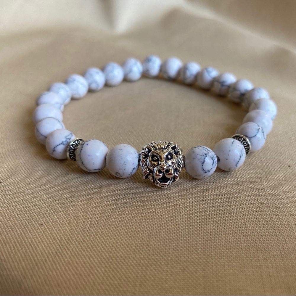 White Marble Lion Bracelet